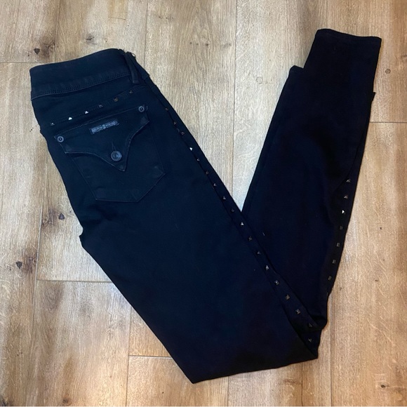 Hudson Collin Skinny Studded Mid Rise Black Skinny Jeans Size 27 - Picture 11 of 15